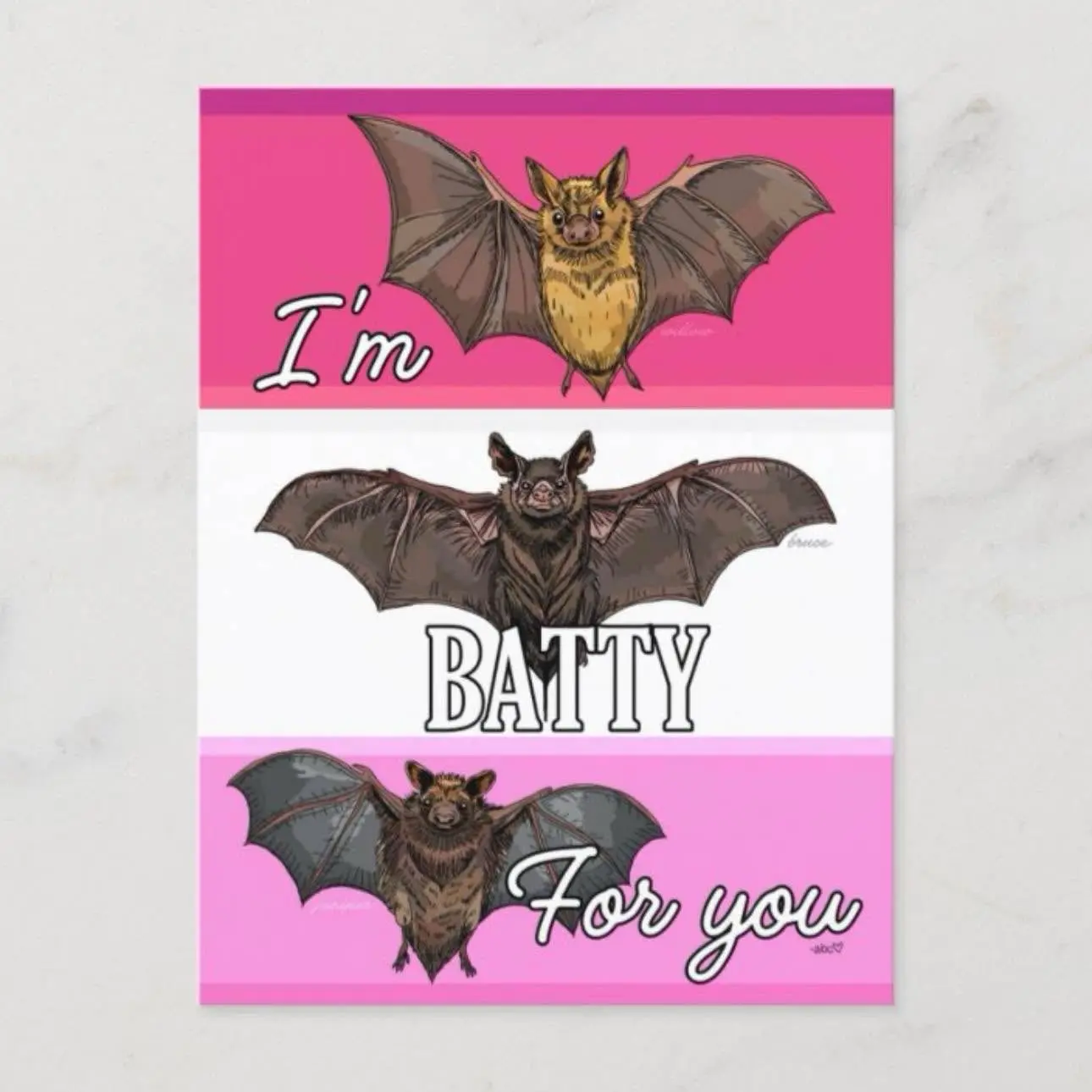 Valentine’s Day Post Card | I’m Batty for You | Bat Post Card | Happy Valentine’s Day