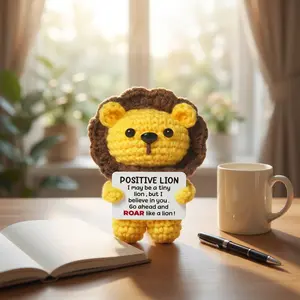 Mini Cute Knitted Lion Gift, Handmade Warm Inspirational Christmas Birthday Present, Fun Plush Doll, Stress Relief, Easter Decoration