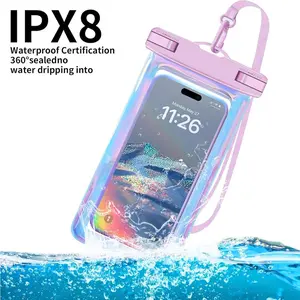 Pink Waterproof Phone Case for iPhone 15 14 13 12 11 Pro Max 7.6 inch - IPX8 Rated Dry Bag for Beach Swimming Boating Kayaking Pool Detachable Neck Strap Included Protection Smartphone Cellphone Casing Cover Screen Protector Protective Shockproof