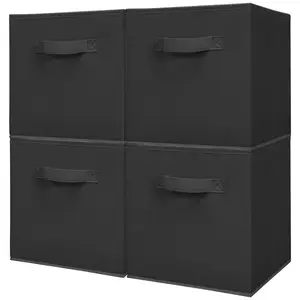 4pack Storage Cubes 11 Inch Clothes Bins with Handles Fabric Collapsible for Shelves Closet Clothing Toys Blanket Beige Gray Black Closet Organization Easter Room Decor