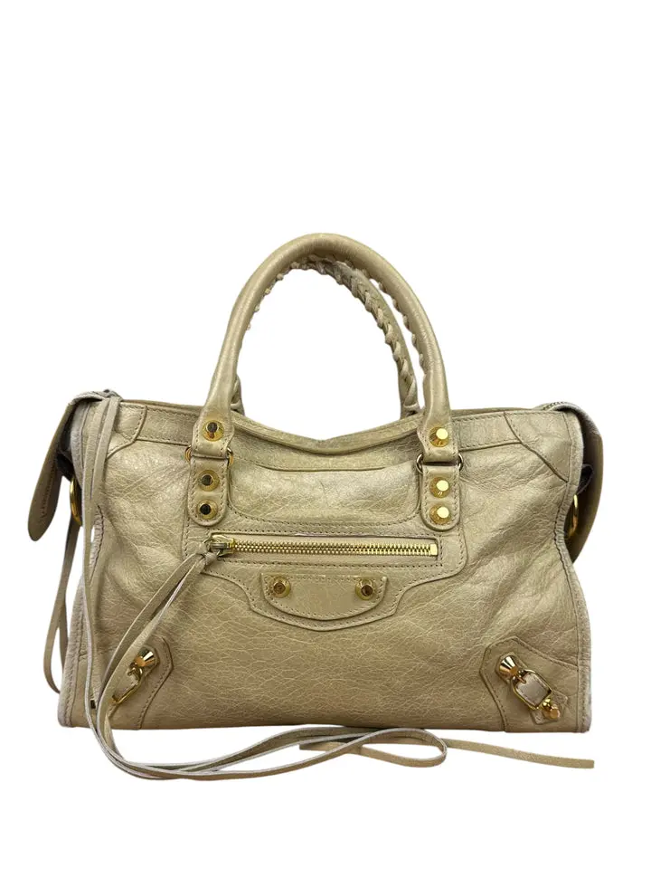 Pre-owned Balenciaga Leather Shoulder bags Beige Le City Small Two Way Bag