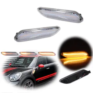 2pcs Sequential Clear Lens Front LED Side Marker lamps Lights For 2011 2012 2013 2014 2015 2016 Mini Cooper R60 R61,Replace OEM 63-13-9-802-569 63-13-9-802-570