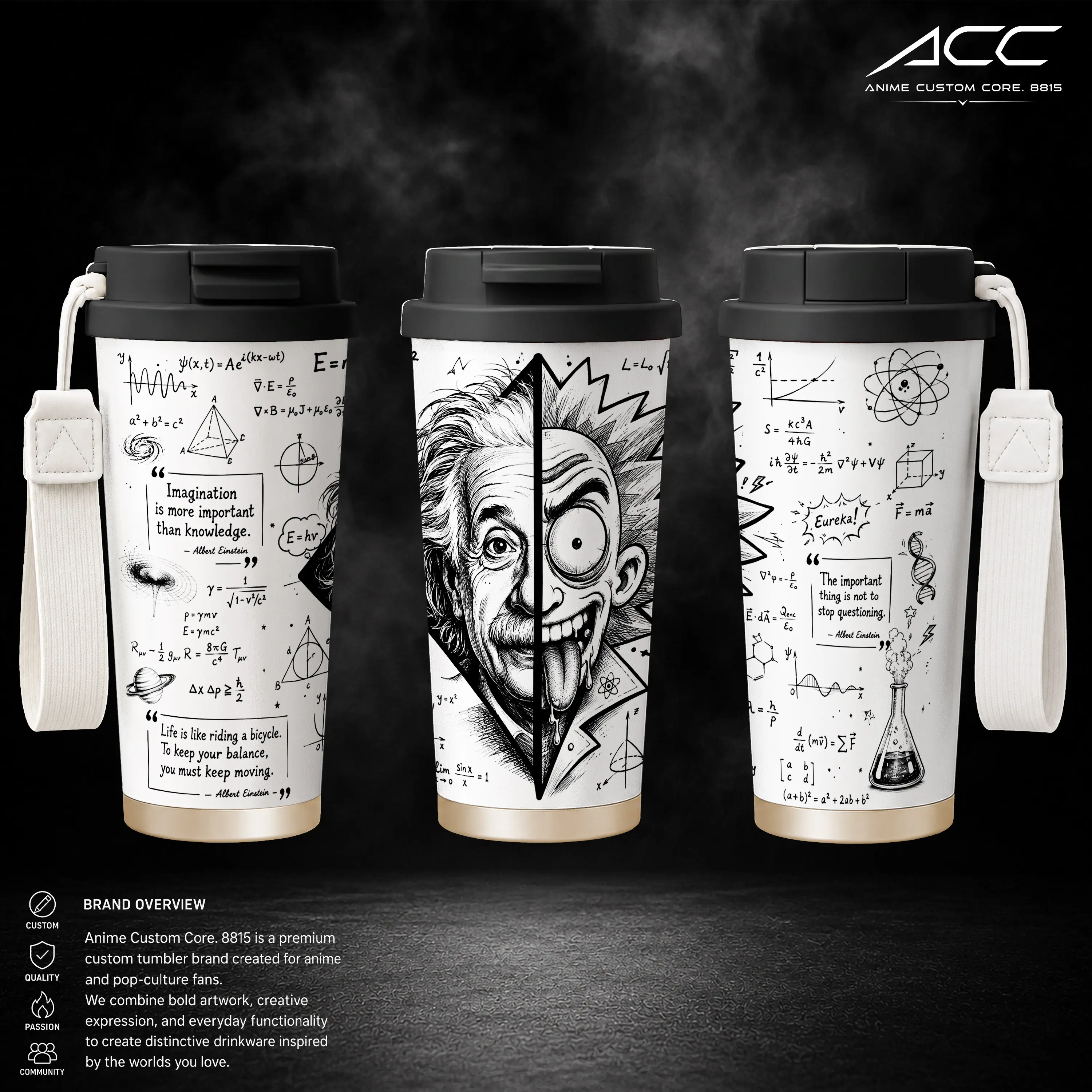Rick Sanchez&Einstein Science Tumbler, 17oz 24oz 30oz Insulated Stainless Steel Travel Mug, Physics Nerd Gift for Fans