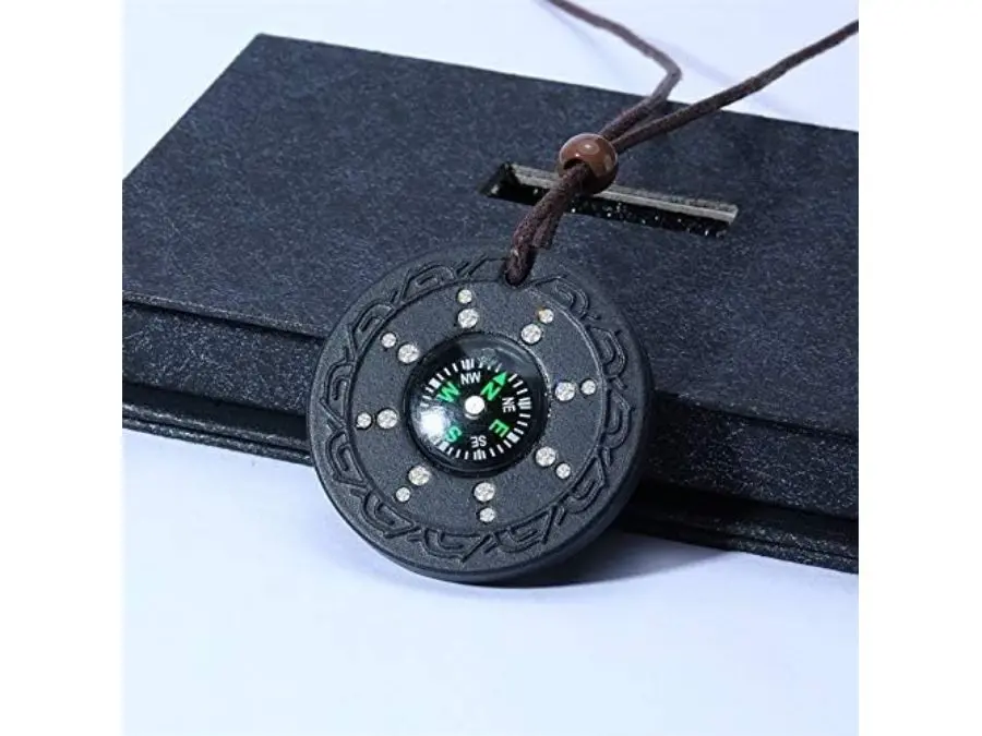 Emf Protection Compass Round Protection Blocker Necklace,Science Healing Crystal Shield Blocker Necklace(43mm)