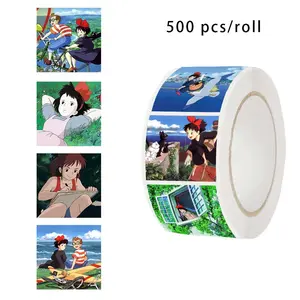 2 Rolls of 1000 Sheets Each Cute Multicolor Studio Ghibli Stickers, Waterproof for Desk and Wall, Affordable Student Stationery
