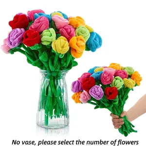 Plush Tulips Flower Stuffed Rose Flower, Bendable Stems Plush Bouquet Toy, Soft Rose Flower for Graduation 2026, Mother's Day Gift