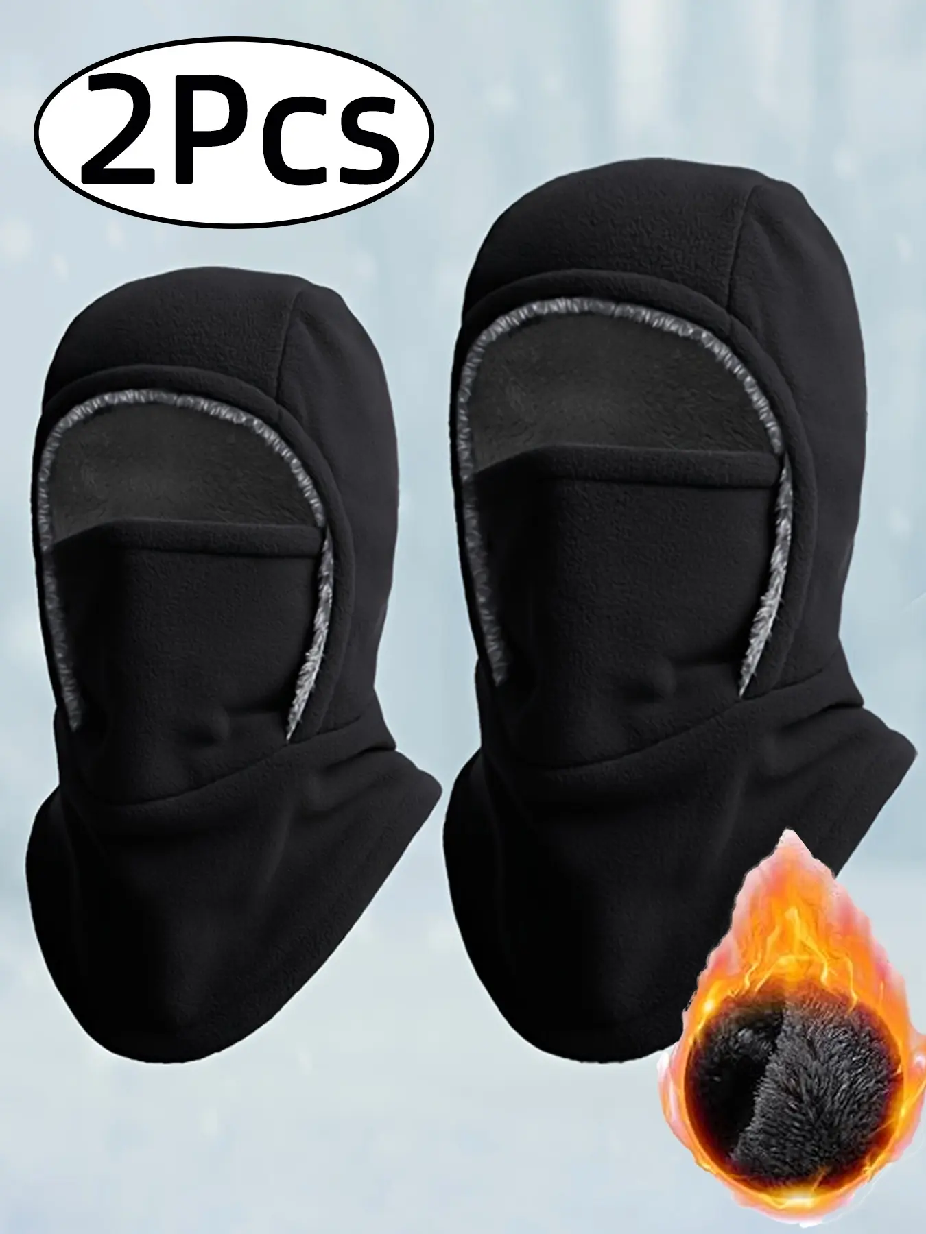 2Pcs-Fleece Lined Winter Beanie Hat for Men & Women, Casual Plain Design, Loose-Fit Warm Headwear for Fall & Winter Seasons, Soft Slouchy Beanie