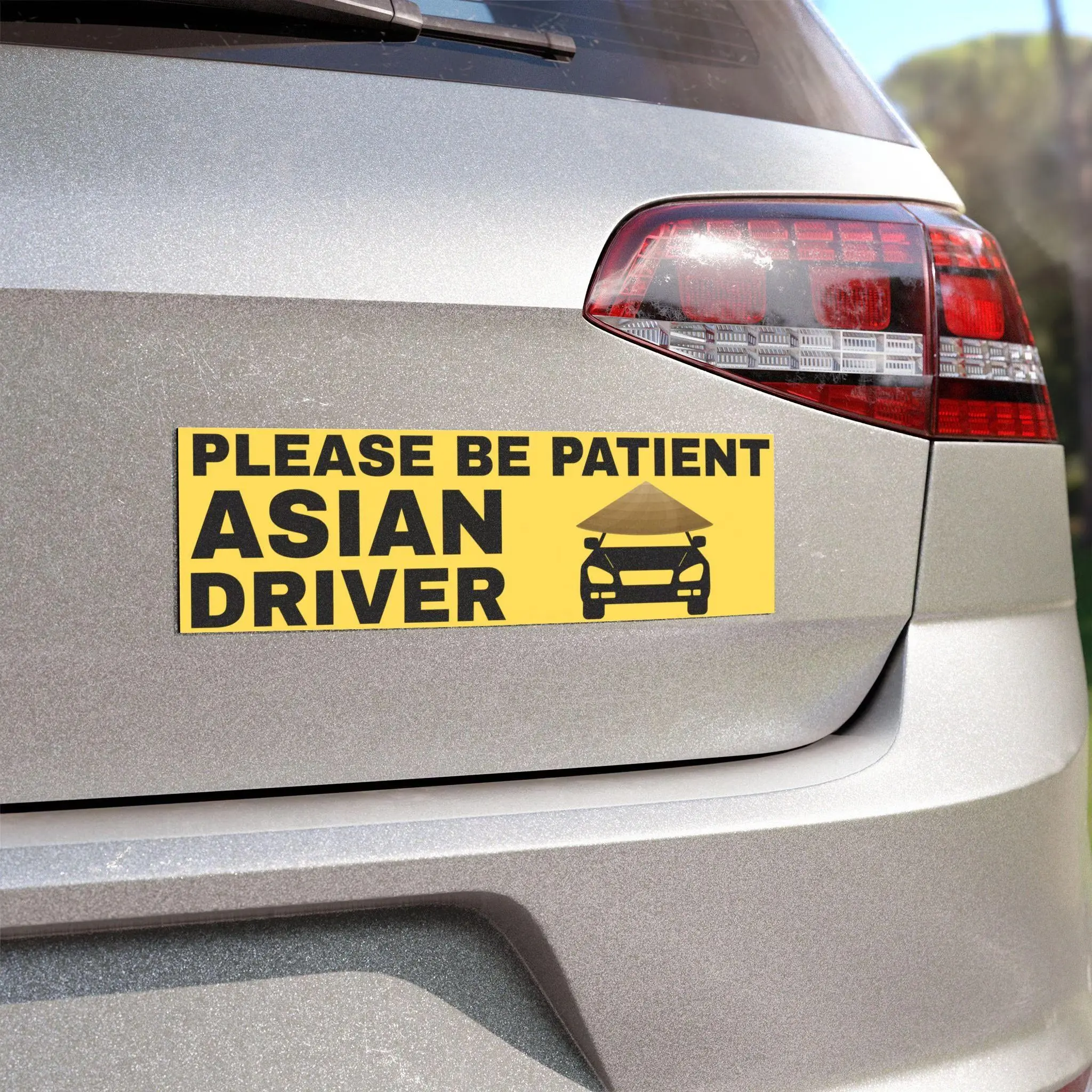 Please Be Patient Asian Driver Car Magnet, Funny New Driver Bumper Sign, Yellow Student Driver Vehicle Decor, Humorous Car Gift for Friends and Family