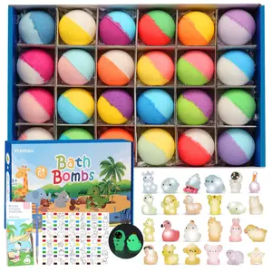 Gift Set with 24 Unique Land & Sea Animal Toys, Fun, Educational, and Child-Safe Bath Bombs with Toys, Great Gift for Boys & Girls’ Birthdays & Christmas