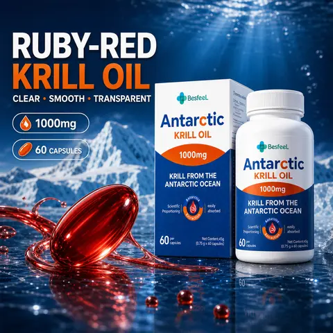 High-Purity Antarctic Krill Oil Nutritional Capsules (with Portable Bottle) for Middle-Aged & Older Adults - Dietary, Natural Ingredients, Phospholipids, Astaxanthin, No Added Additives, Fitness-Focused Long-Term Nutritional Supplementation