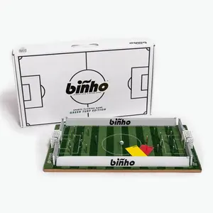 Binho Board Classic Board Game Green Turf Stripes Edition - 2-Player Fast-Paced Finger Flicker Pinball Family Games - Portable Tabletop Sports Set for Any Occasion