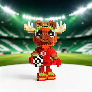 1000+ Pcs Moose Soccer Mascot Micro-Building Bricks - 7.5 Inch Mini Block 3D Puzzle Display Piece, Focus & Skill Building Construction Kit, Gift for Hobbyists