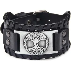 Viking Bracelet Tree of Life - Nordic Bracelet with Yggdrasil Amulet - Pagan Jewelry of Dara Celtic Knot