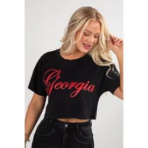 Black Georgia Script Cropped Tee