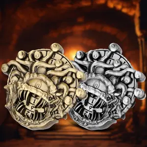 7-In-1 Fidget Spinner Dice Set, Dnd Starter Kit, Metal Dice Set with Dragon Design, Role Playing Game Accessories, Tabletop Games