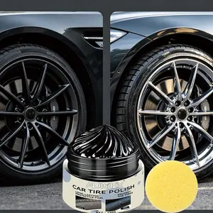 150g Tire Shine Cream Tire Coating Deep Black Gloss Long-Lasting Anti-Dust UV Resistant Non-Greasy for Car Tires Rubber Trim Detailing Care