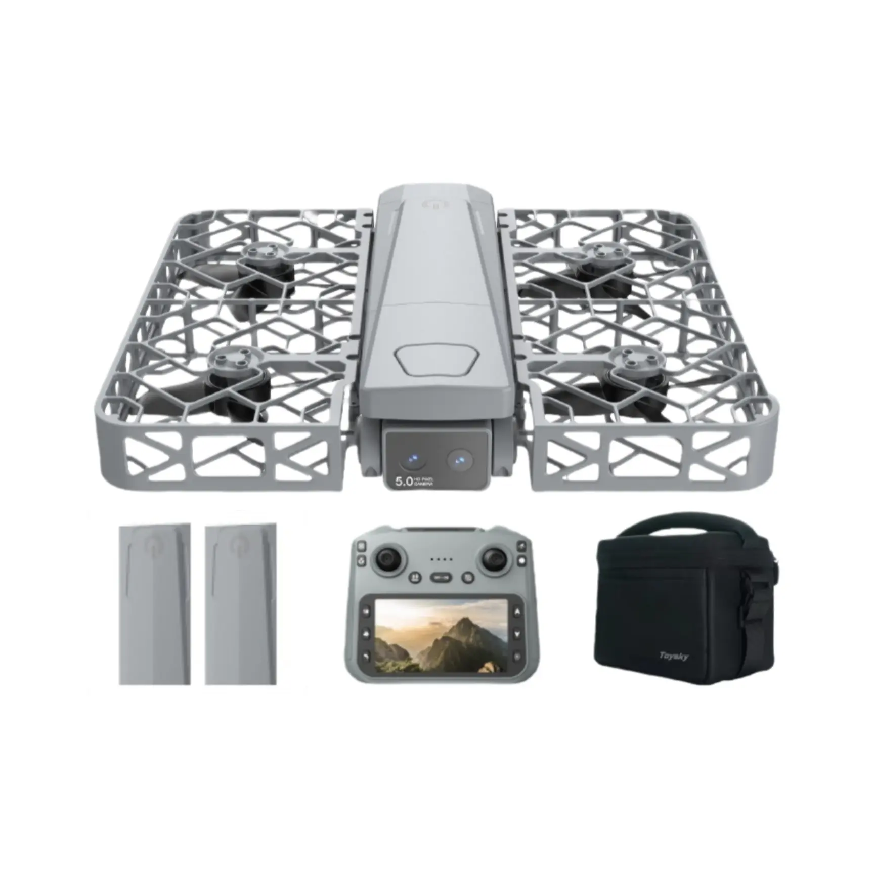 Pocket-Sized Self-Flying Camera-125g Lightweight Mini Drone,Smart Follow, 4.5-Inch Screen Remote, Electrically Adjustable Dual Cameras,  Long battery life with 2 batteries,HD Image Transmission, Foldable and portable. Perfect Festival Gift