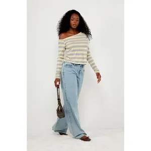 Your Favorite Women's Olivia Striped Long Sleeve Off-The-Shoulder Top