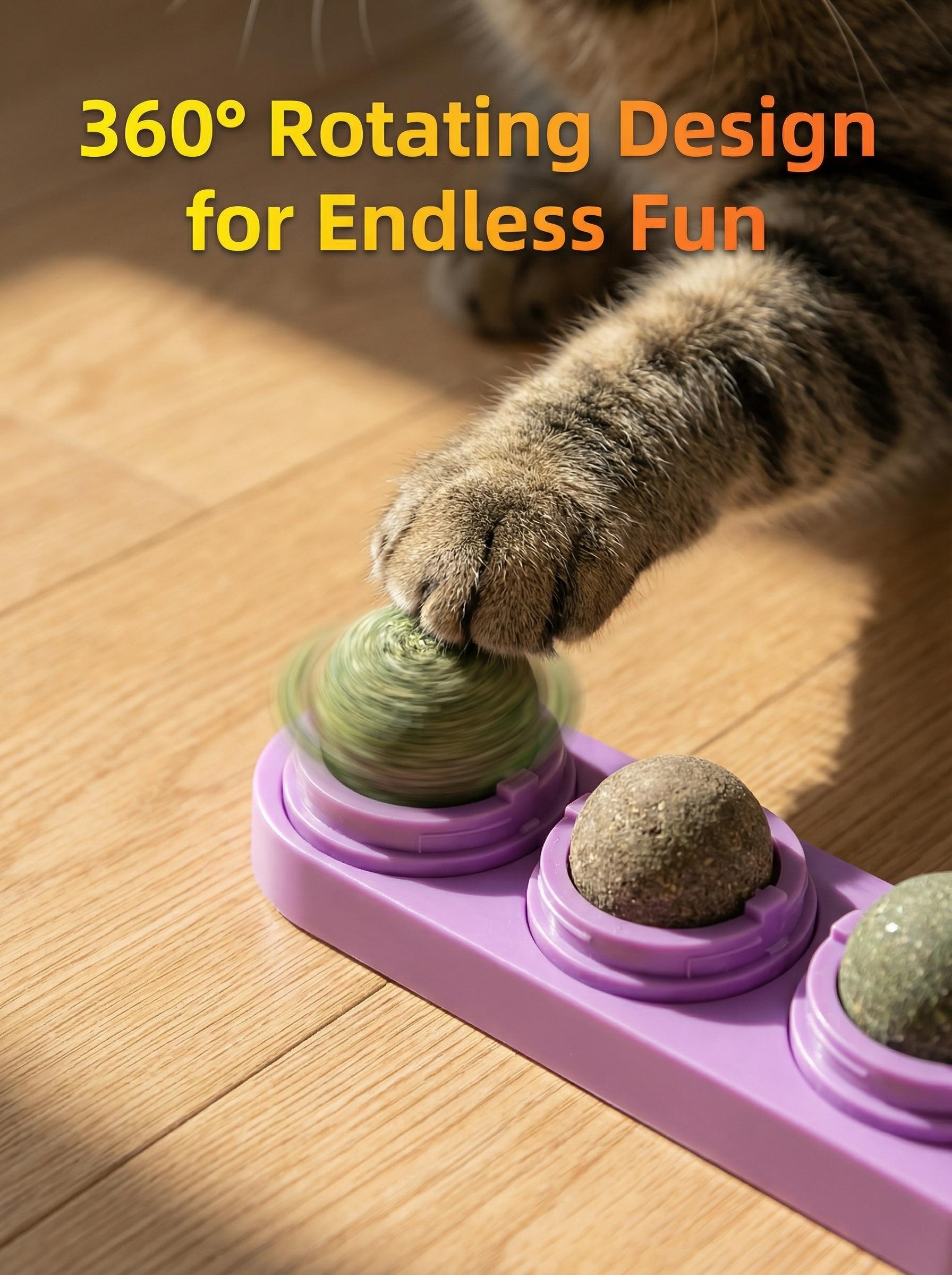 Catnip Toys Balls 4Pcs, Extra Energy Ball, Edible Kitten Silvervine Toys for Cats Lick, Healthy Teeth Cleaning Dental Toys, Cat Wall treats