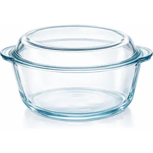 2.2 Quart Glass Casserole Dish with Lid, Round Glass Baking Dishes for Oven with Lid, Round Covered Casserole Dish, Microwave and Dishwasher Safe Clear Bakeware