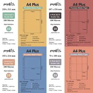 A4 Plus Size Premium Binder Pages | 1/2/4/9 Pockets | 10 Double-sided Pages Each | Kpop Photocard Binder Refills | Crystal Binder Pages | 11 Ring Refill Decor