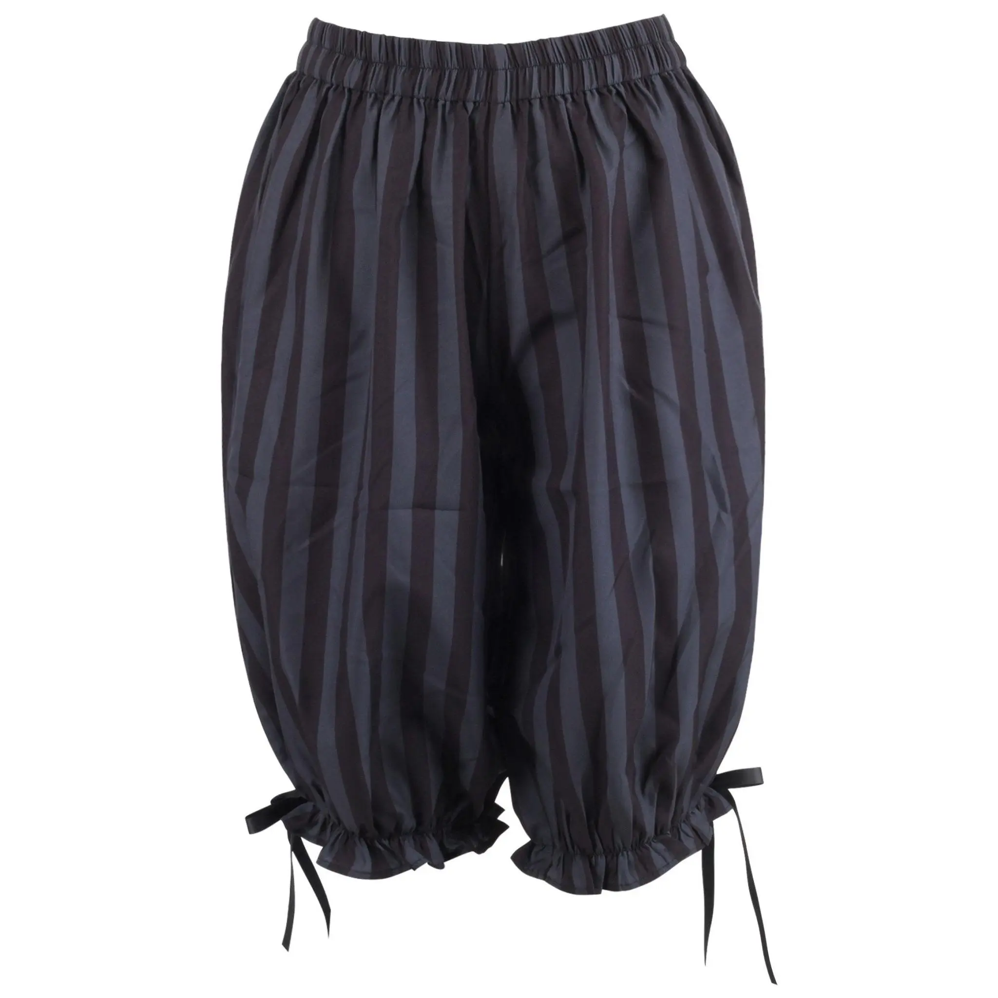 Black/Dark Grey Striped Crepe Long Bloomers