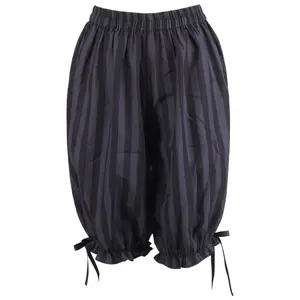 Black/Dark Grey Striped Crepe Long Bloomers