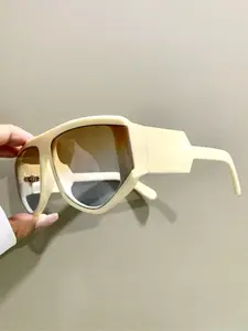 Large Frame Irregular Glasses, Flat Top Eyewear, Fashionable Retro Wide Frame Leg Eyeglasses for Men and Women