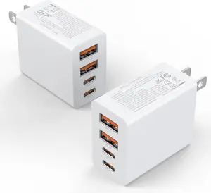 2Pack USB C Charger Block, 40W Fast USB C Wall Charger 4-Port PD Power Adapter + QC Wall Plug Multiport Type C Charging Block Cube for iPhone 16 15 14 Pro Max XR XS 8 7, iPad, Galaxy, Tablet - White Electronic Cellphone and Smartphone