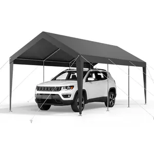 VEVOR Carport, 10 x 20 FT Outdoor Car Canopy, Potable Carport, Heavy Duty Galvanized Car Shelter, UV-Resistant & Water-Resistant, All-Season Protection, Storage Shed for Car Boat Motorcycle Grey