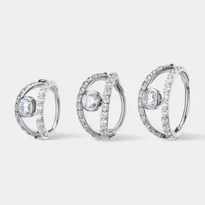 Oufer 20G 316L Stainless Steel FallFreshness Double Hoop Nose Ring with a CZ in the Center Elegant Design for Stylish Wearers