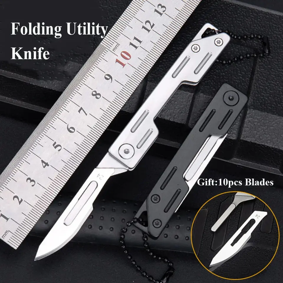 Stainless Steel Craft Knife Sharp Outdoor Folding Pocket Knife Replaceable Blade Camping Fishing Tool Portable Fast Shipping Box Opener Stainless Steel Knives