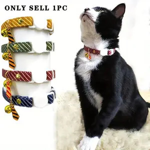 Elegant Striped Cat Collar with Bell, Adjustable Lightweight Dog Necklace, Party Decoration, Holiday Gift, Wedding Accessory