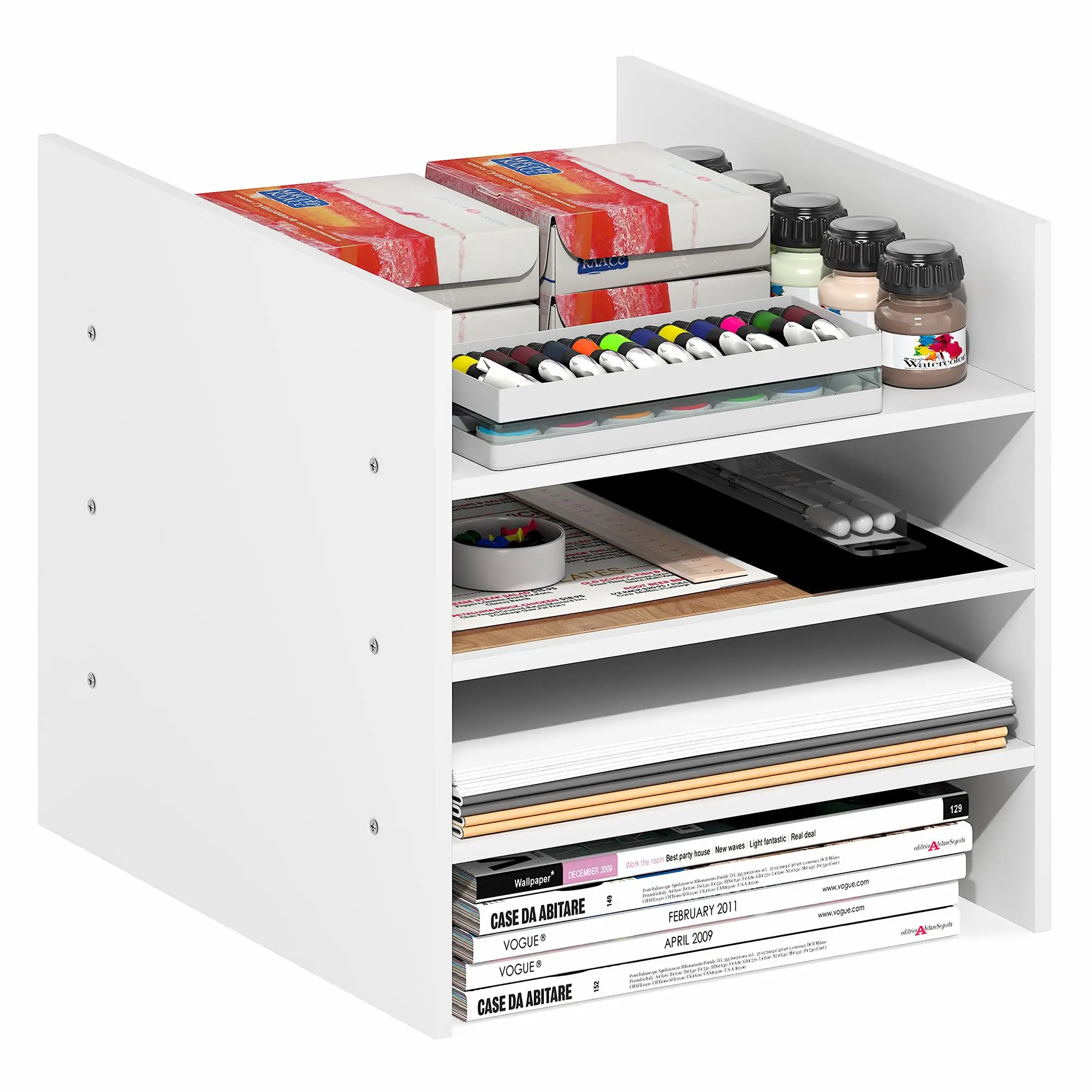 CUBICLE Cube Insert, 3-Shelf Cube Organizer, Fits into Triple Thick Cubes, Ikea Kallax, for Organizers and Storage, White
