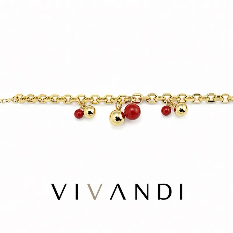 Vivandi Red Bead Charm Bracelet