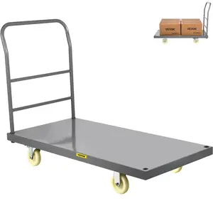 VEVOR Flatbed Utility Cart, Supports up to 2000 lbs, Dimensions 47"L x 24"W x 32"H, Equipped with 5" Nylon Wheels, Sturdy Steel Construction, Ideal for Transporting Luggage