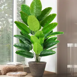 60-90-120cm (47.2in) Artificial Tropical Palm Tree Fake Banana Plant Leaves Real Touch Strelitzia Plastic Plant Artificial Potted Plant for Home Garden
