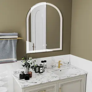 Smart Anti-fog LED Bathroom Mirror Arch Shape Dual Light 3 Color Temperatures Memory Dimming
