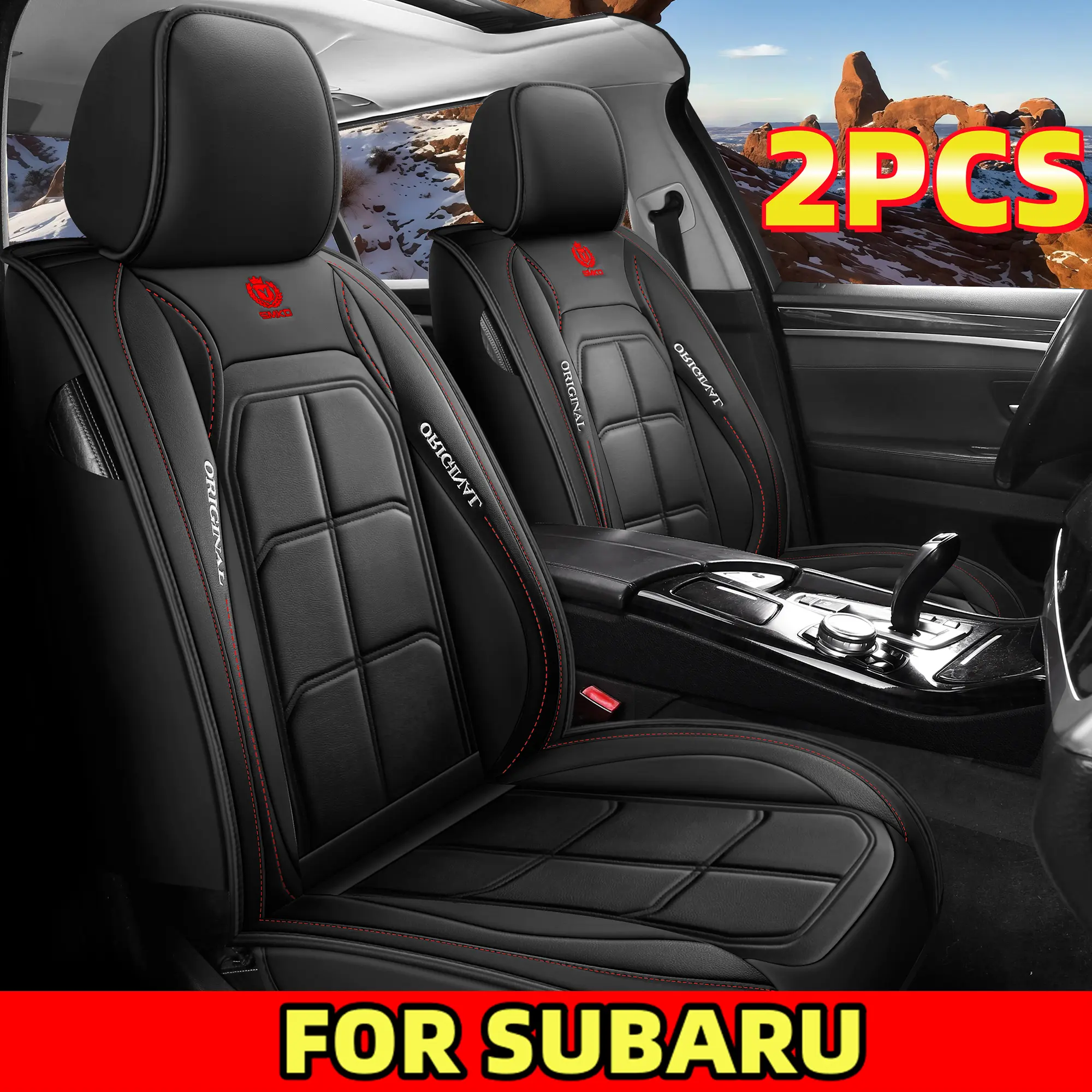 Snug Fit for Subaru 2PCS Car Seat Cover Waterproof PU Leather Two Anti-Stain Wear-Resistant Front Row Seats Easy to Clean Interior Protection
