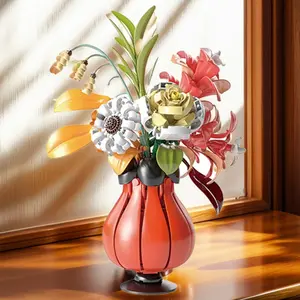 DIY Flower Block Plant Pot Toy, Basket Assembly Puzzle, Girl Desktop Decoration Gift, Creative Craft Kit for Kids