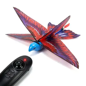 EFFUN RC Flying Bird for Kids Real Flapping Wings 2.4GHz Remote Control Outdoor Toy Blue Body Red Purple Wings Crash Resistant Bionic Flight USB Charging Magic Journey