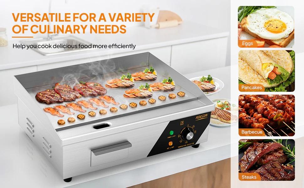 [TOP RATED - FLASH SALE] ROVSUN 22" 1600W 110V Commercial Electric Griddle Countertop