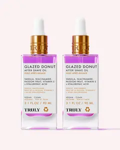 2-Pack Glazed Donut After Shave Oil – Ingrown Hair & Discoloration Treatment – Hydrates and Soothes Razor Burn with Vitamin E, Niacinamide & Hyaluronic Acid – Brightens Uneven Skin Tone on Legs, Underarms & Bikini Line – Toasted Vanilla Glaze Scent