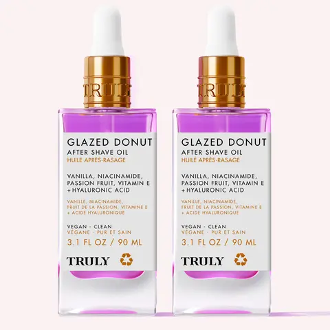 2-Pack Glazed Donut After Shave Oil – Ingrown Hair & Discoloration Treatment – Hydrates and Soothes Razor Burn with Vitamin E, Niacinamide & Hyaluronic Acid – Brightens Uneven Skin Tone on Legs, Underarms & Bikini Line – Toasted Vanilla Glaze Scent