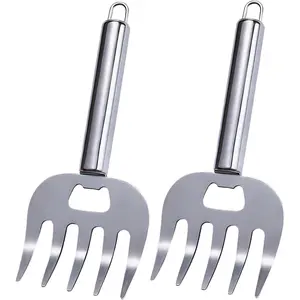 2 Piece 7.2 Inches Sharp Stainless Steel Meat Shredder Claws Shredding Fork Tools for Pulled Pork Chicken Shredding