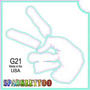 Ruby Red Paint G21 2 x 2 in. 3 Ply Peace Hand Sign Design Glitter Tattoo, Pack of 100