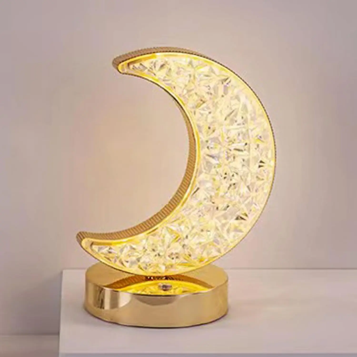 USB Rechargeable Moon Shaped Night Light, Touch Control Desktop Lamp, Decorative Light for Home Bedroom Living Room, Ramadan Decorations