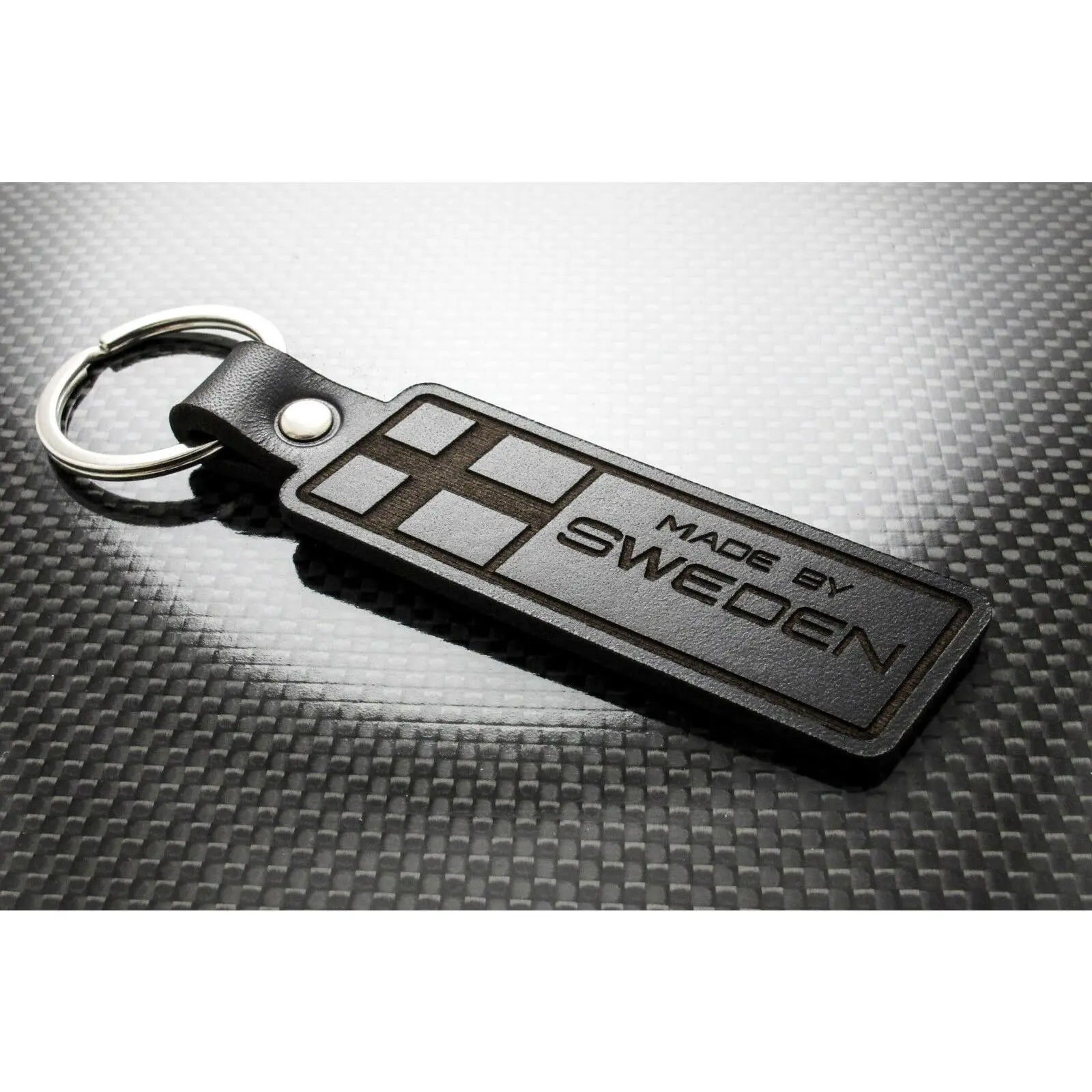Leather Keychain for Volvo Made by Sweden