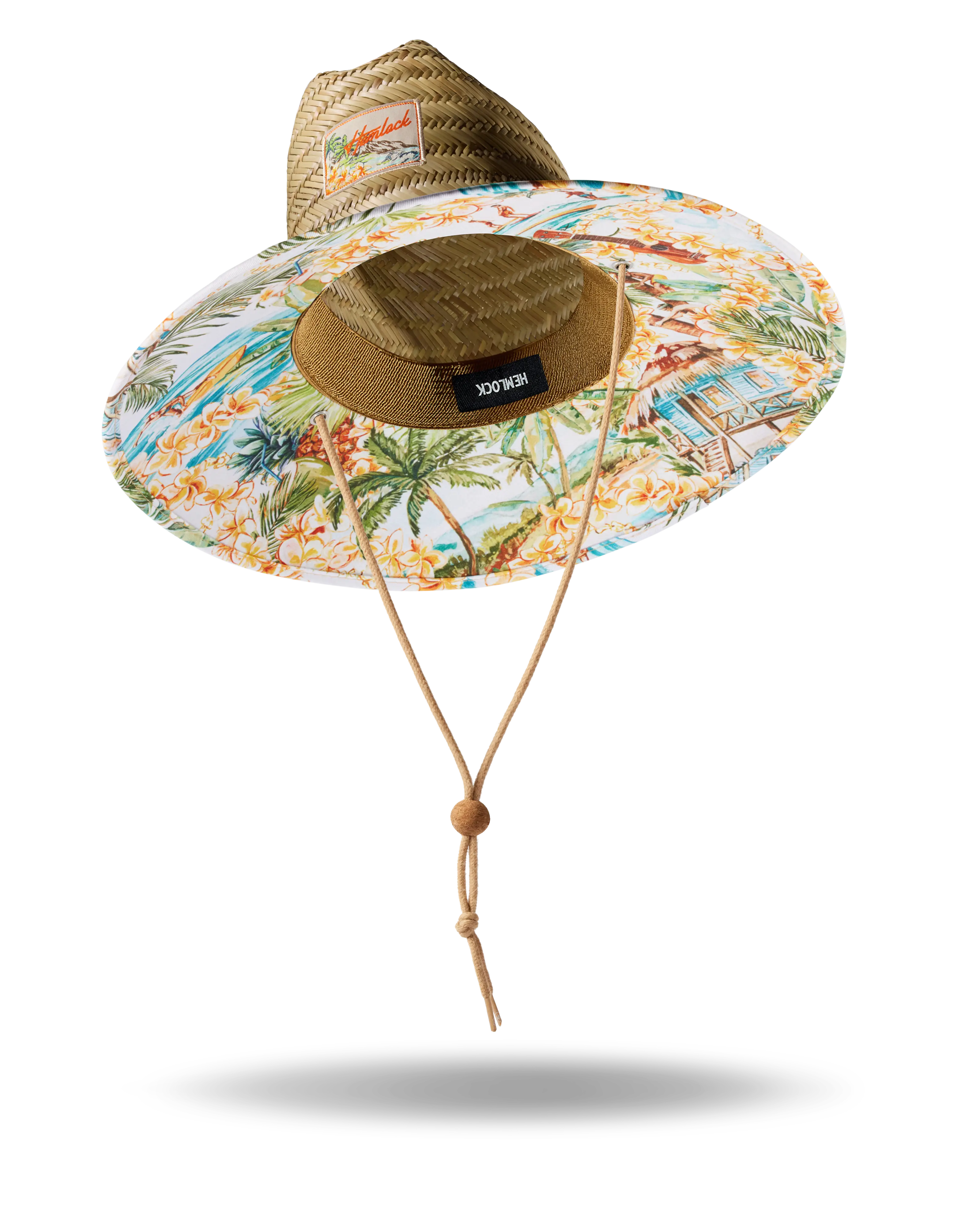 Unisex Lifeguard Surf Hat - Aloha Hawaii Tropical Print, Lightweight Wide-Brim Beach Hat with UPF 50+ Anti-UV Sunshade Protection, Surf Hats