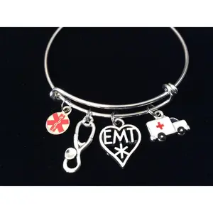 EMT Expandable Charm Bracelet Adjustable Bracelet One Size Fits All Gift for Paramedic EMT Stethoscope Ambulance